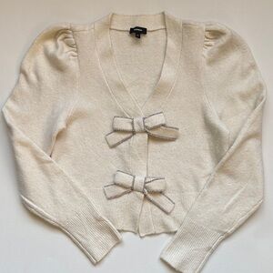 Express cream cardigan with diamanté edged bow detail women’s small